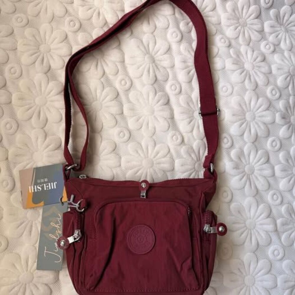 Lightweight Water-Resistant Multi Pocket Crossbody Bag Black Nylon Mini